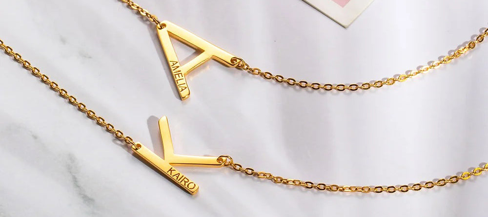 Upgrade Your Necklace Game with Our Miniature Sideways Initial Necklace