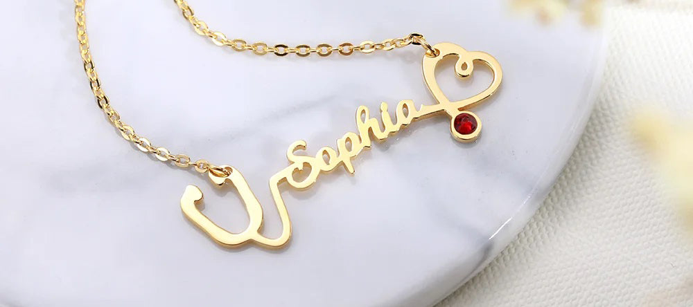 Listen to Your Heart with our Personalised Stethoscope Name Necklace