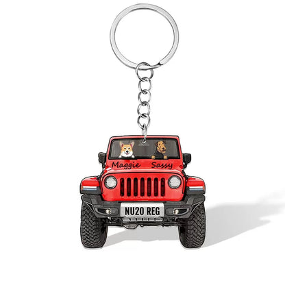 Personalised Jeep Dog Keychain
