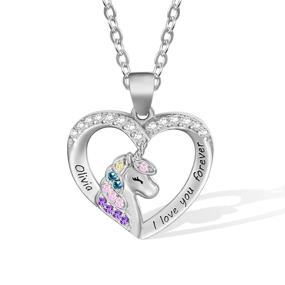 Personalised Unicorn Heart Necklace