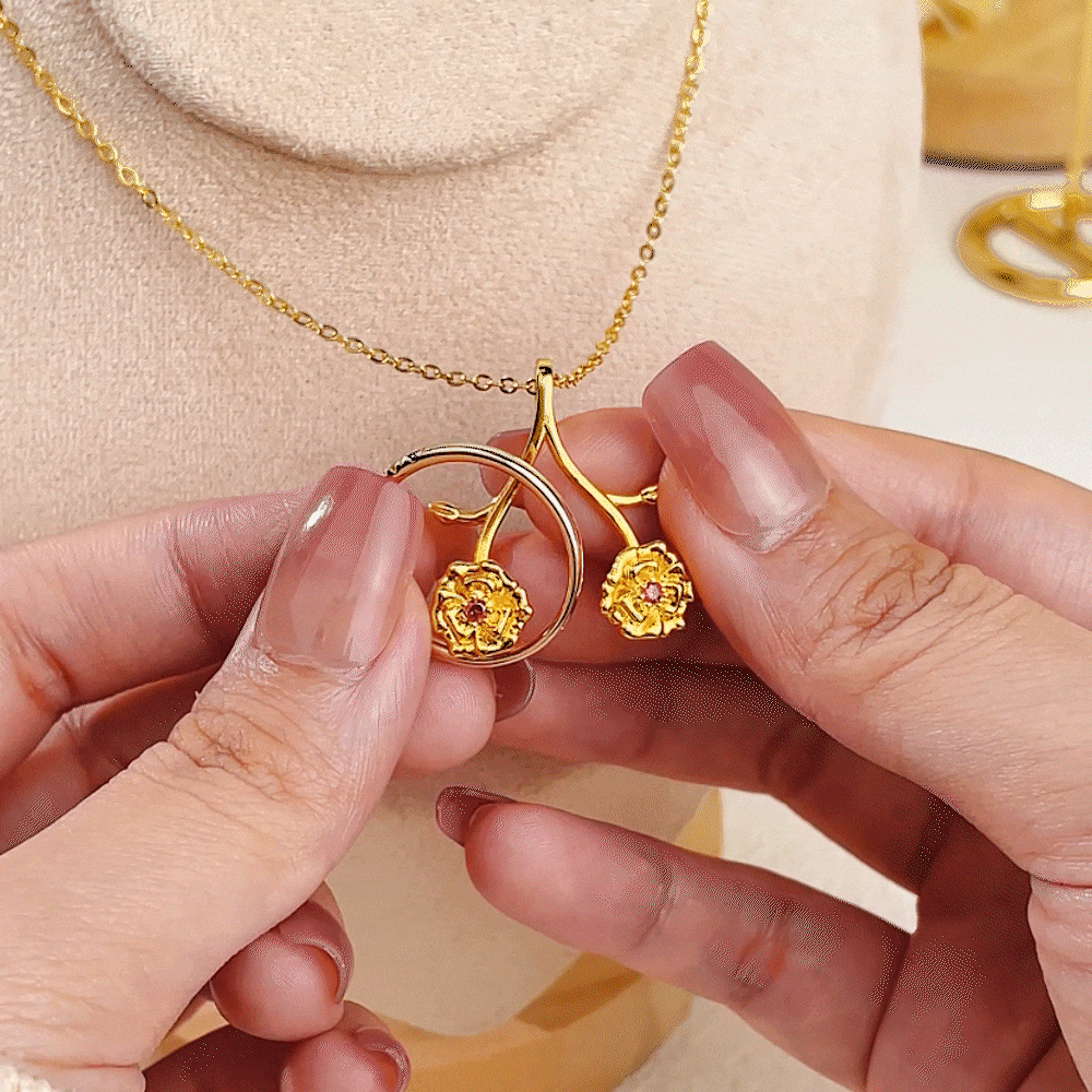Birth Flower Ring Holder Necklace