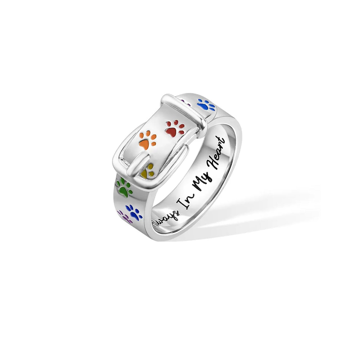 Engraved Rainbow Pet Collar Ring