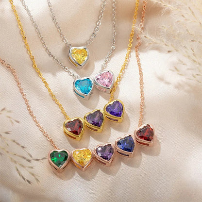 Personalised Heart Birthstone Necklace