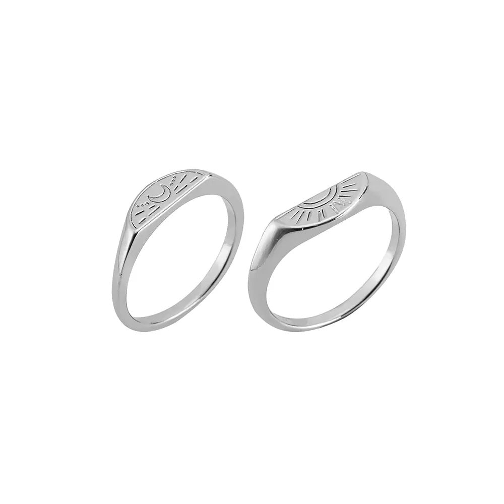 Sun and Moon Ring Set