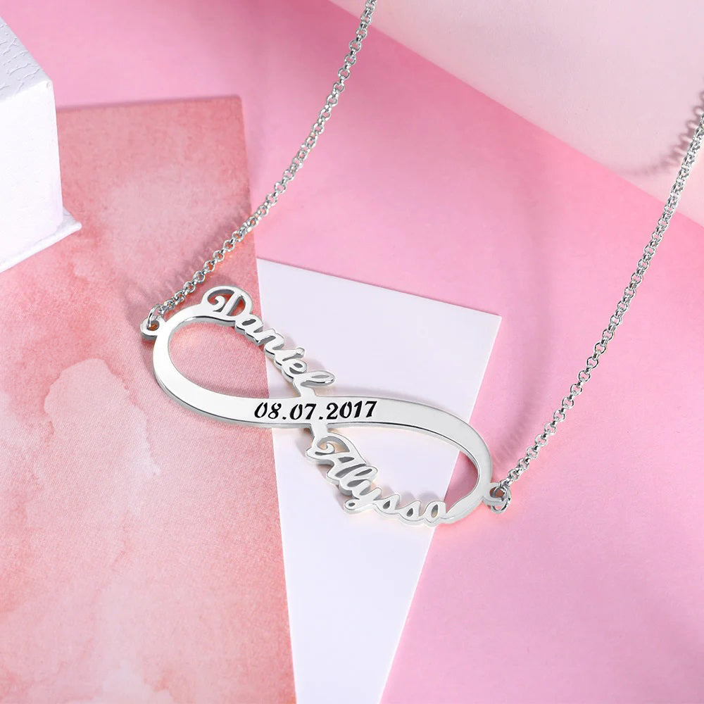 Infinity Name Necklace with Date