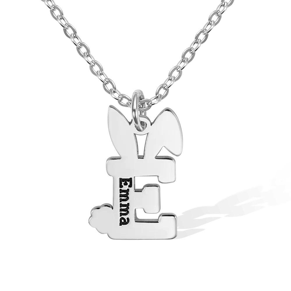 Easter Bunny Initial Necklace