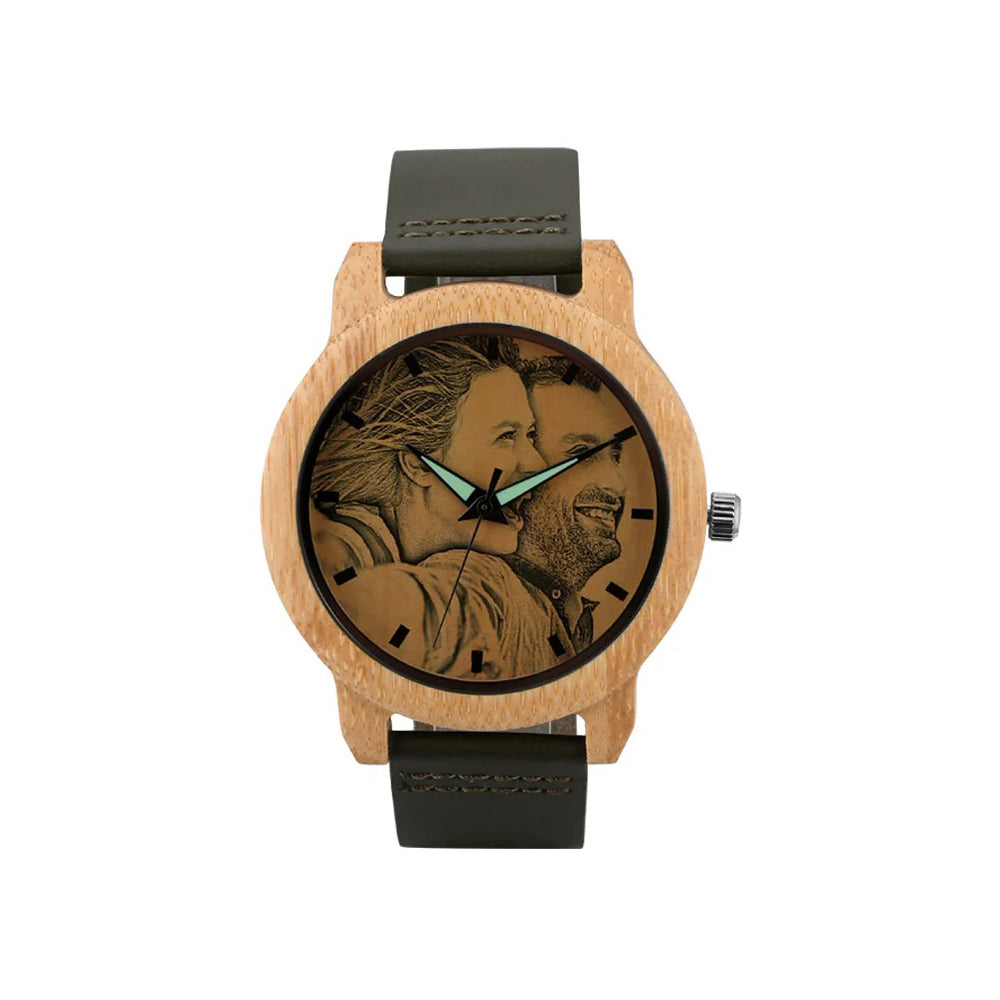 Photo Engraved Bamboo Watch