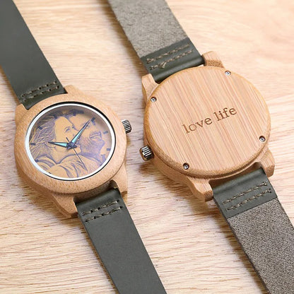 Photo Engraved Bamboo Watch