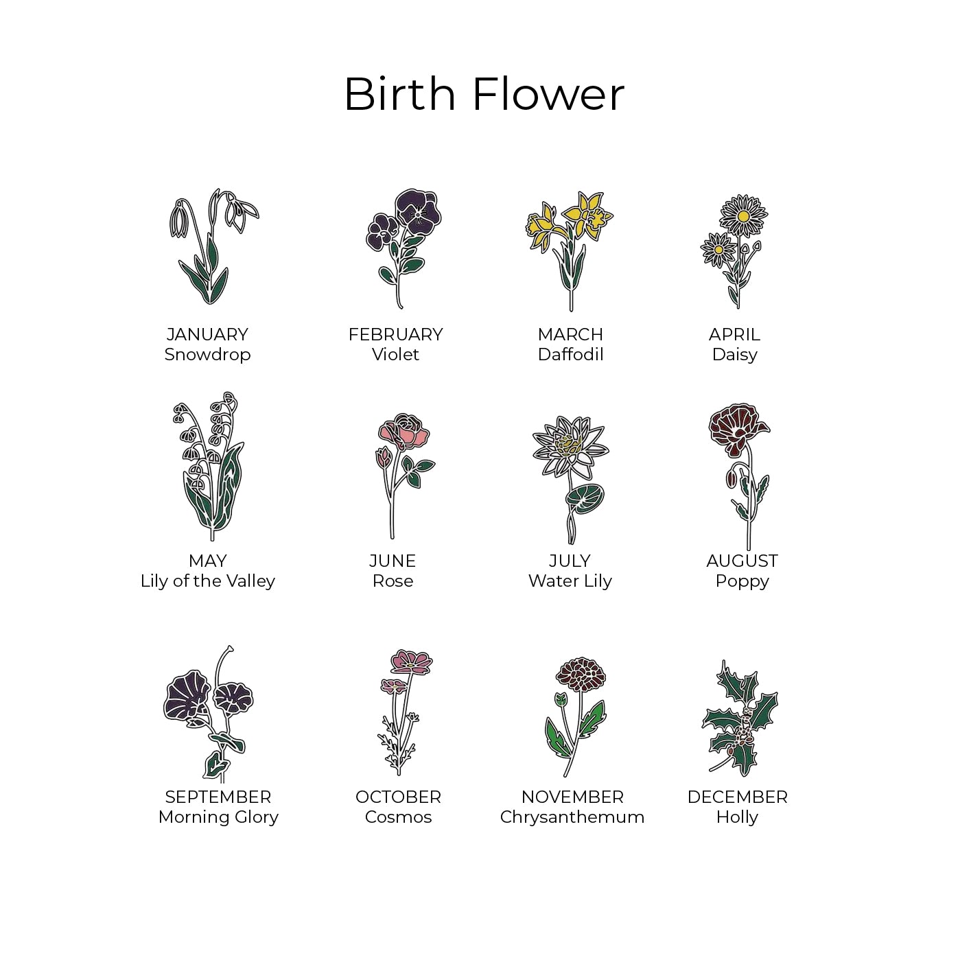 Birth Flower Pendant Necklace