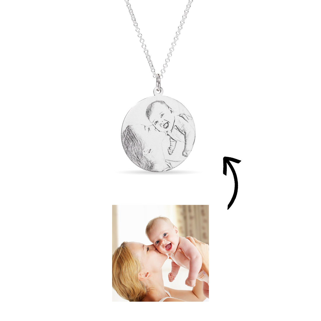 Photo Engraved Disc Necklace