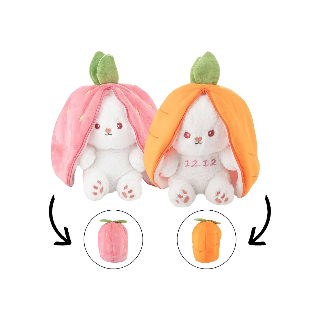 Personalised Reversible Strawberry &amp; Carrot Plush Bunny