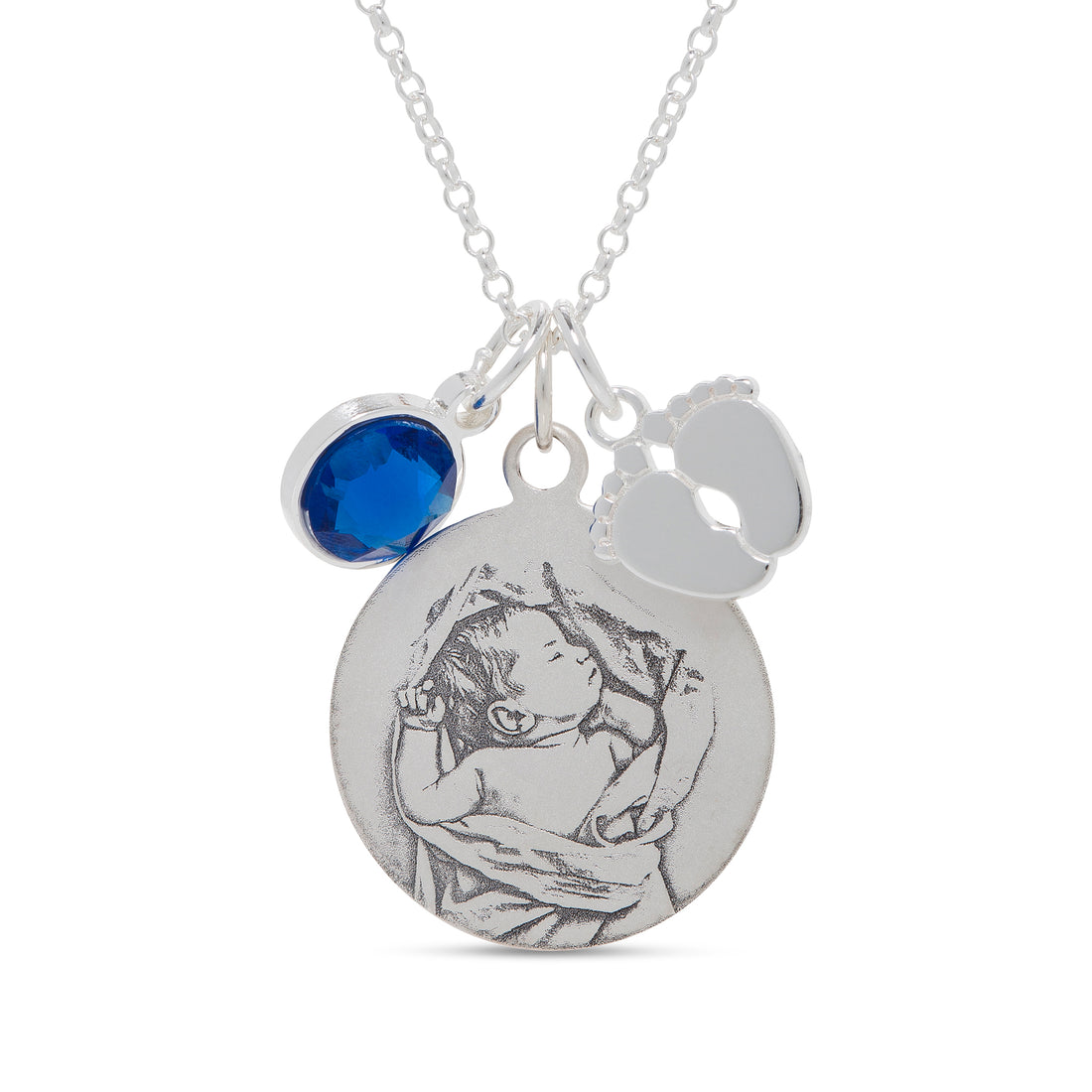 Photo Engraved Baby Feet Necklace