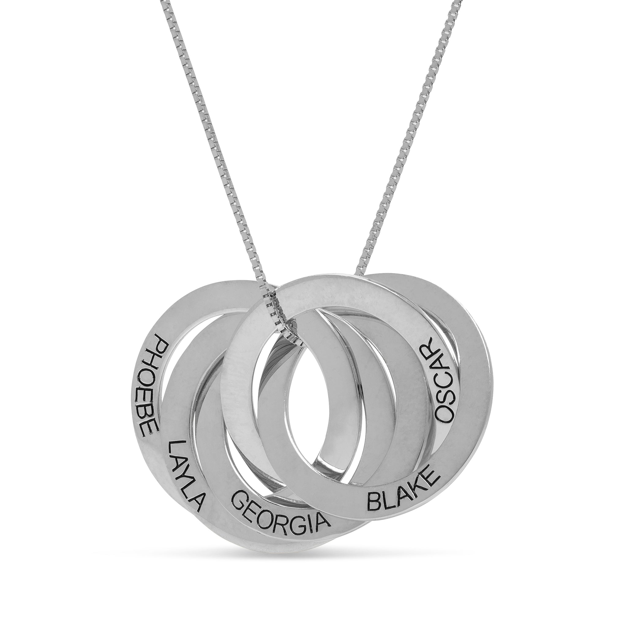 Interlinked Russian Ring Necklace - 5 Rings