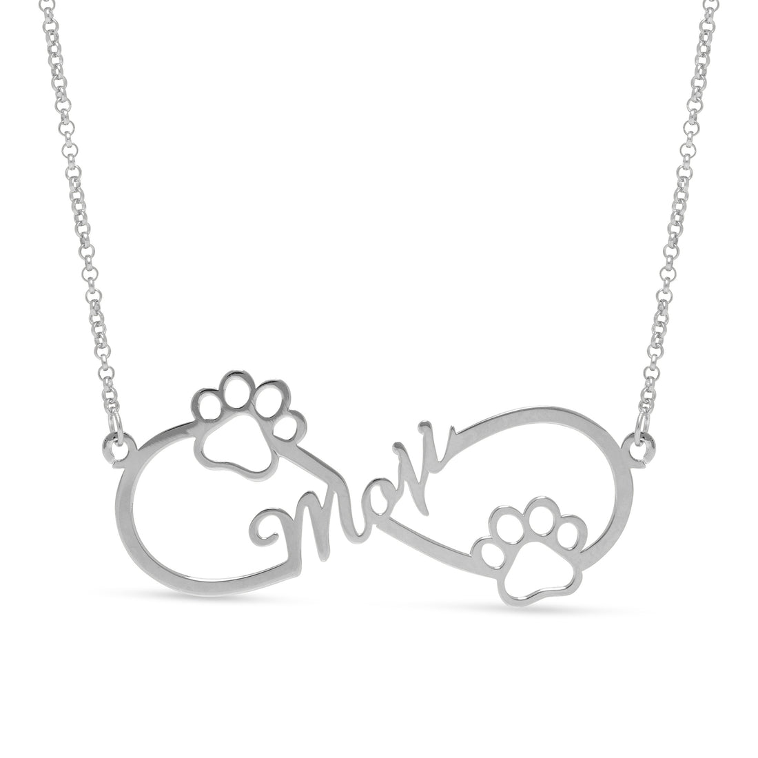 Paw Print Infinity Name Necklace