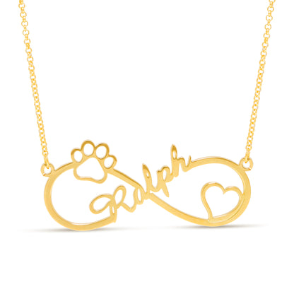 Paw Print Infinity Name Necklace