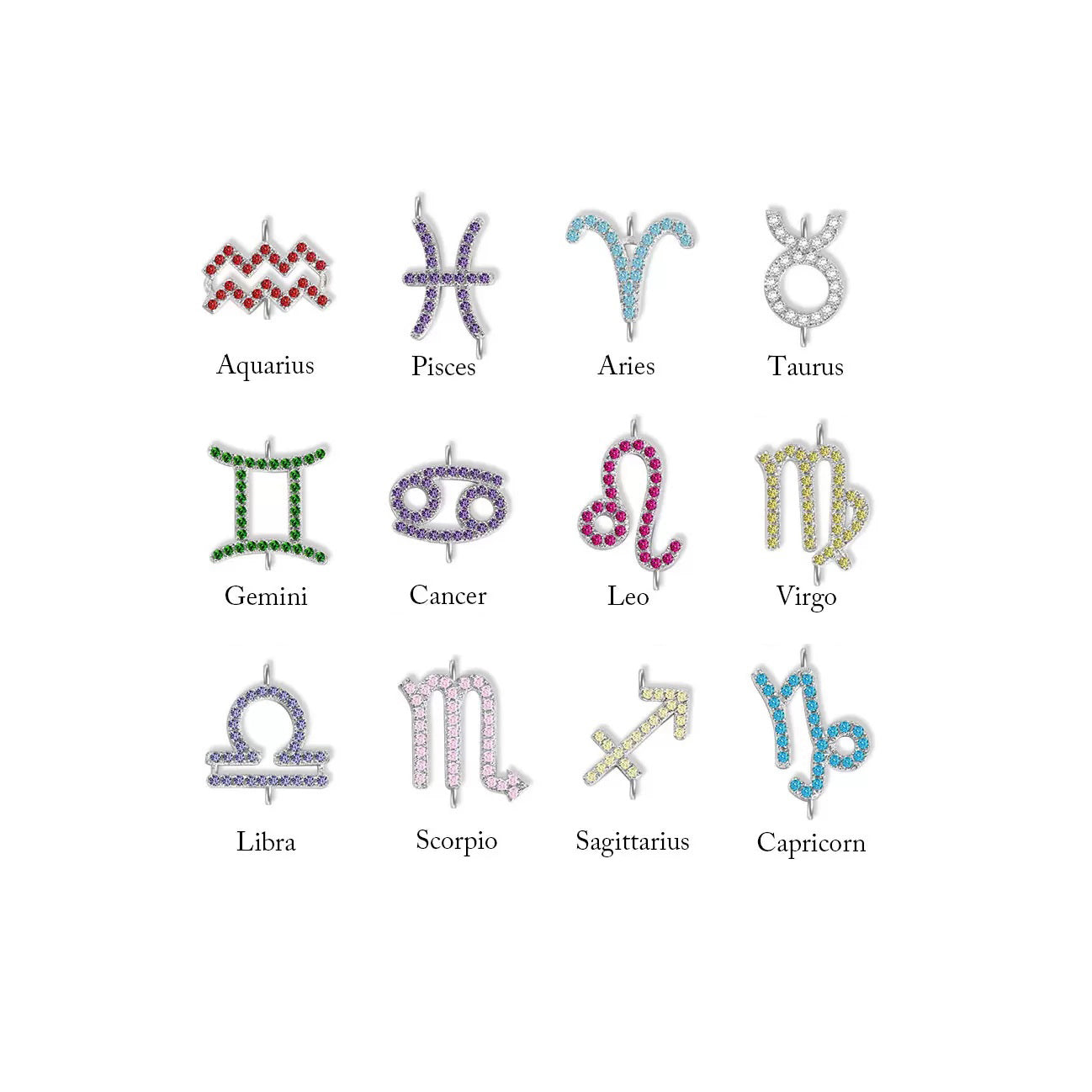 Sideways Zodiac Birthstone Necklace