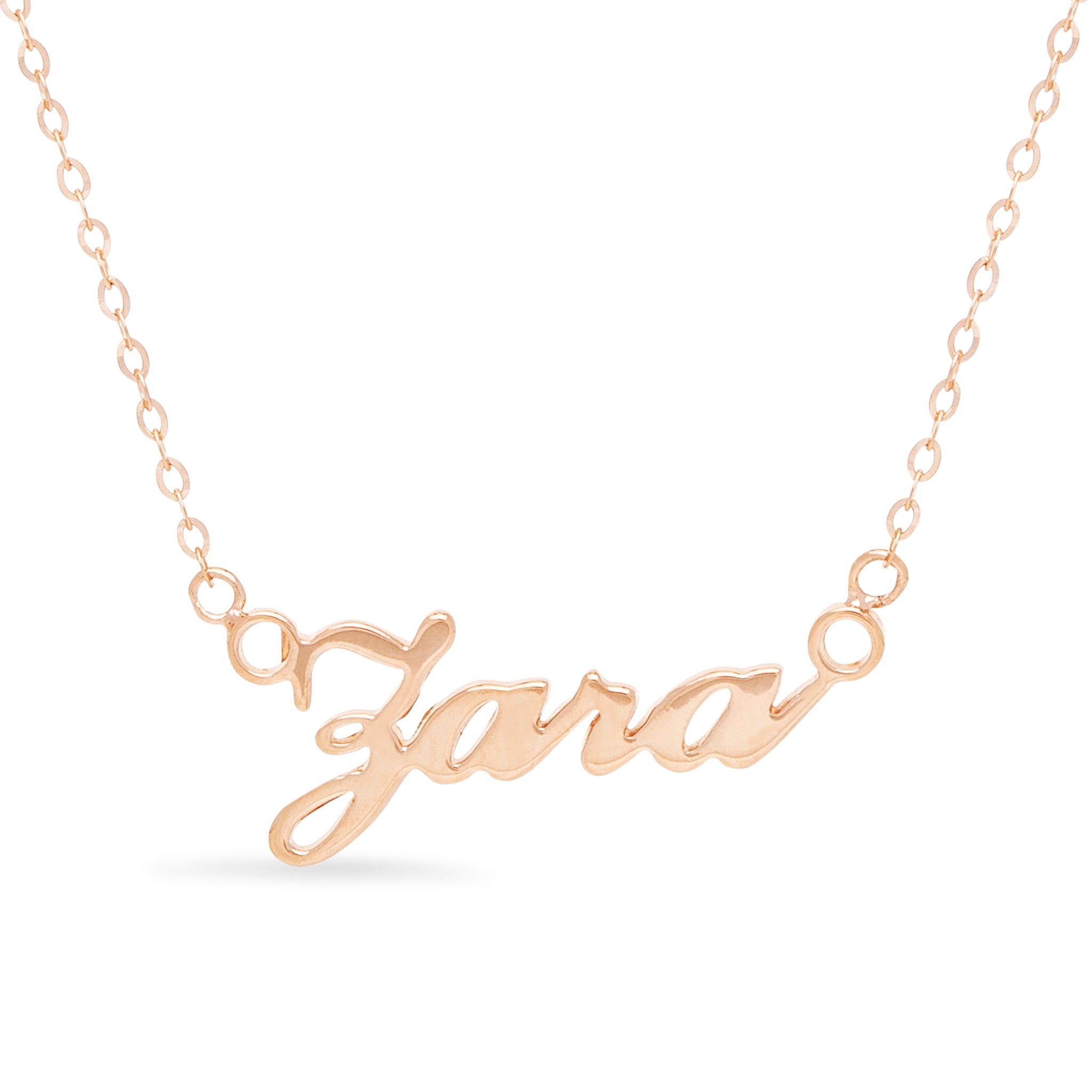 Solid Rose Gold Carrie Style Name Necklace