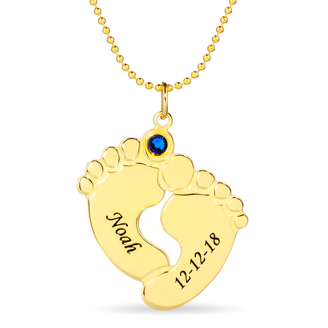 Personalised Baby Feet Necklace - Black Embossing