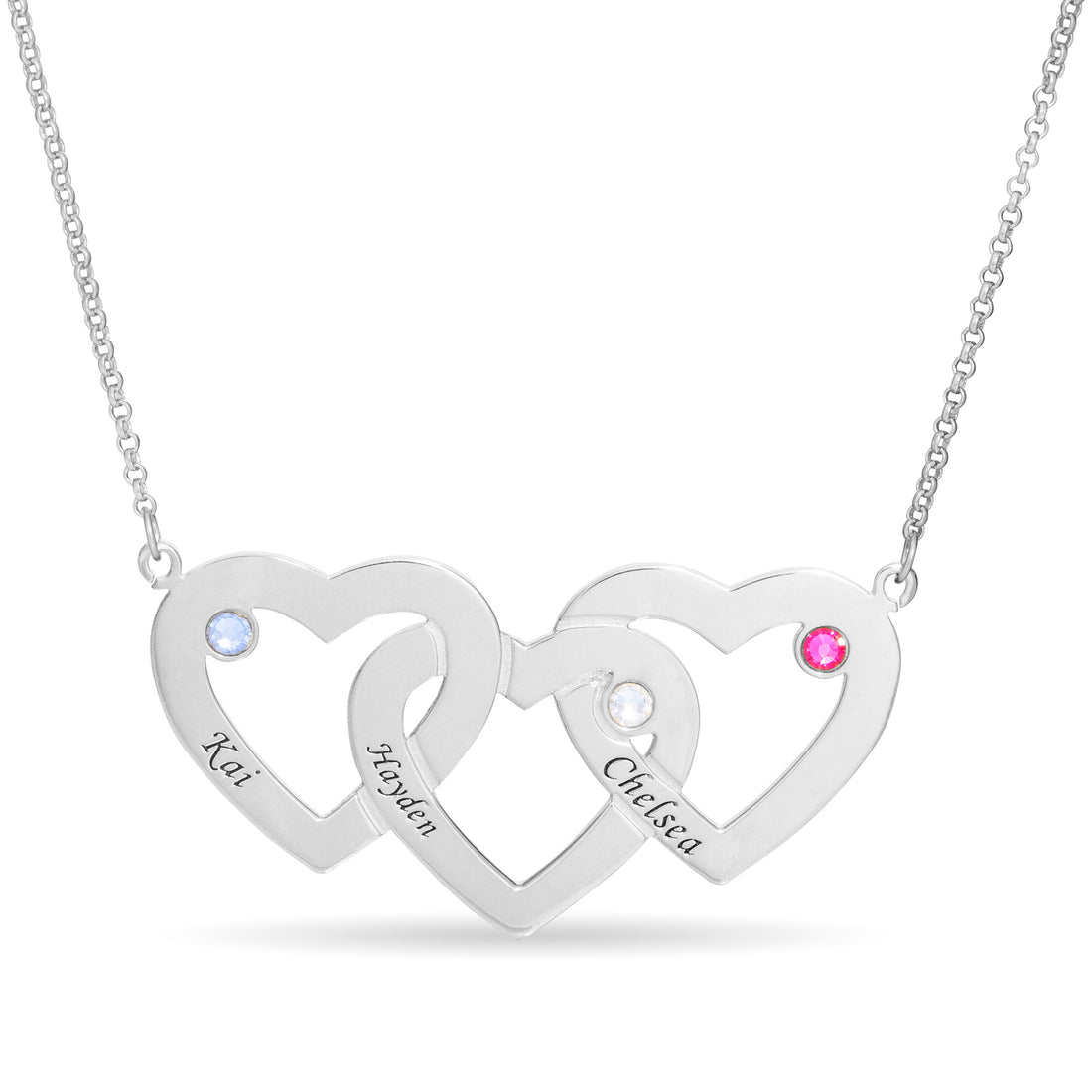 Three Heart Name Necklace