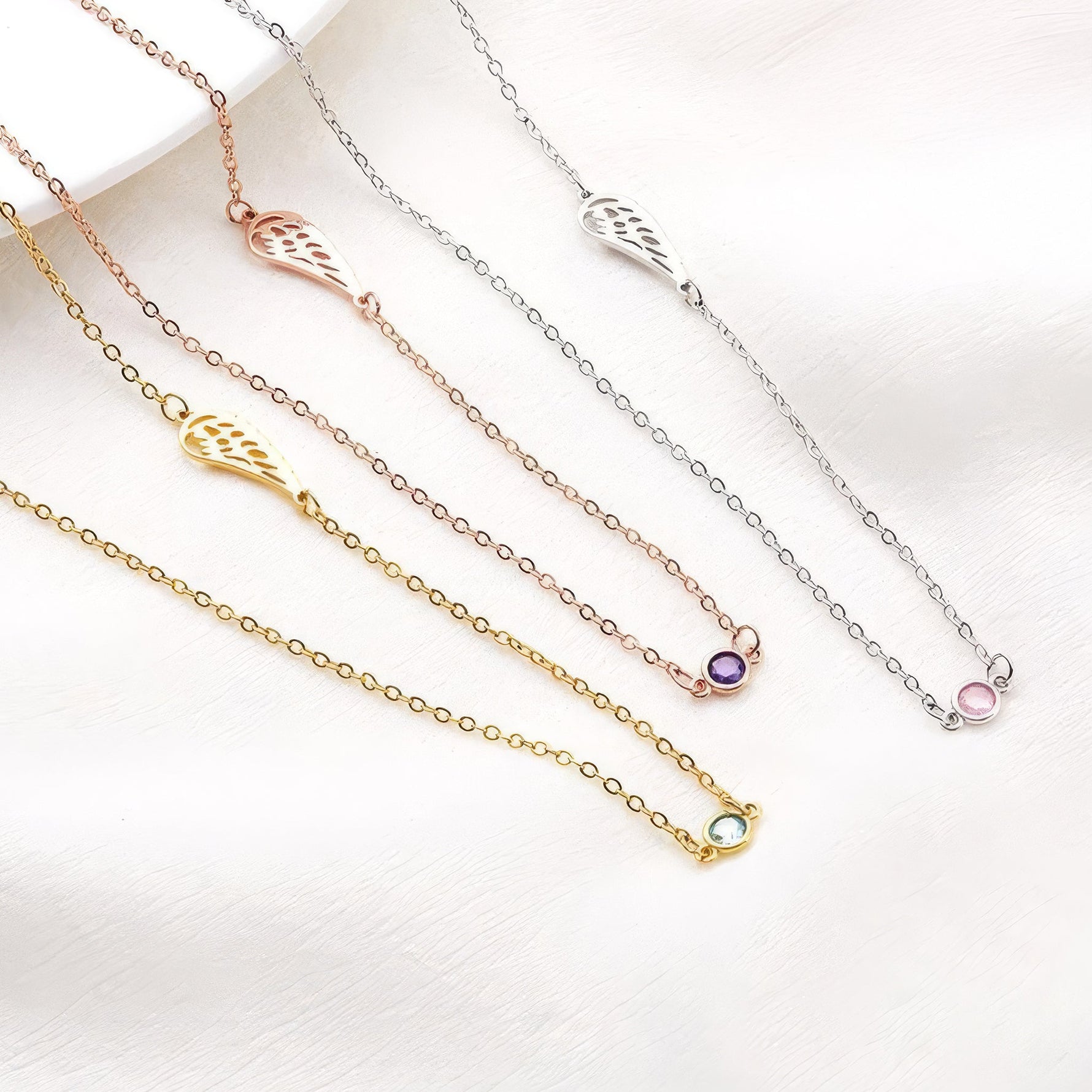 Angel Wing Birthstone Necklace - United Bracelets