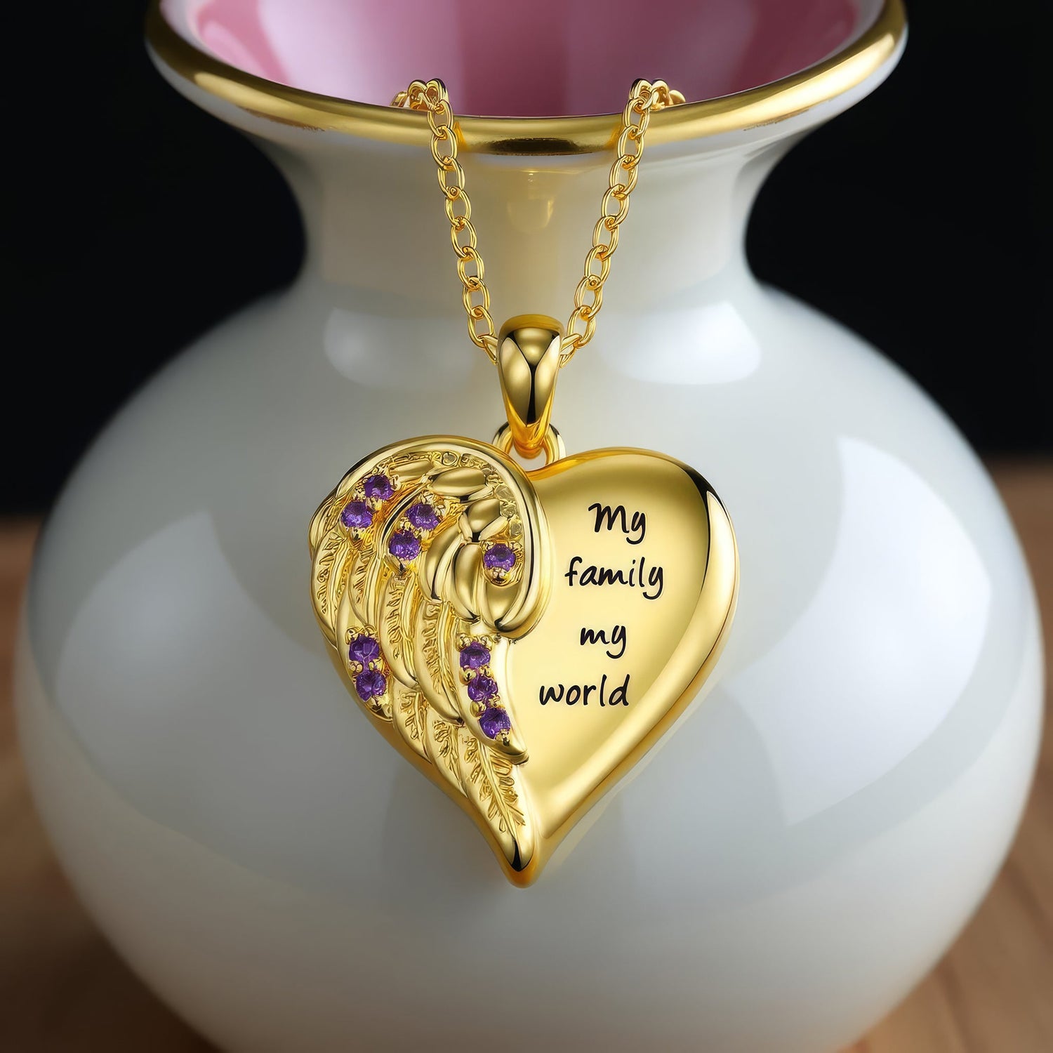 Angel Wing Birthstone Pendant Necklace - United Bracelets