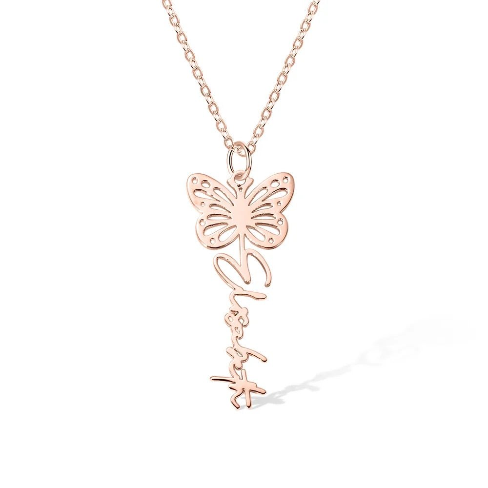 Birth Butterfly Name Necklace - United Bracelets