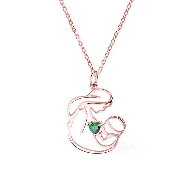 Birthstone Heart Mother &amp; Baby Pendant - United Bracelets