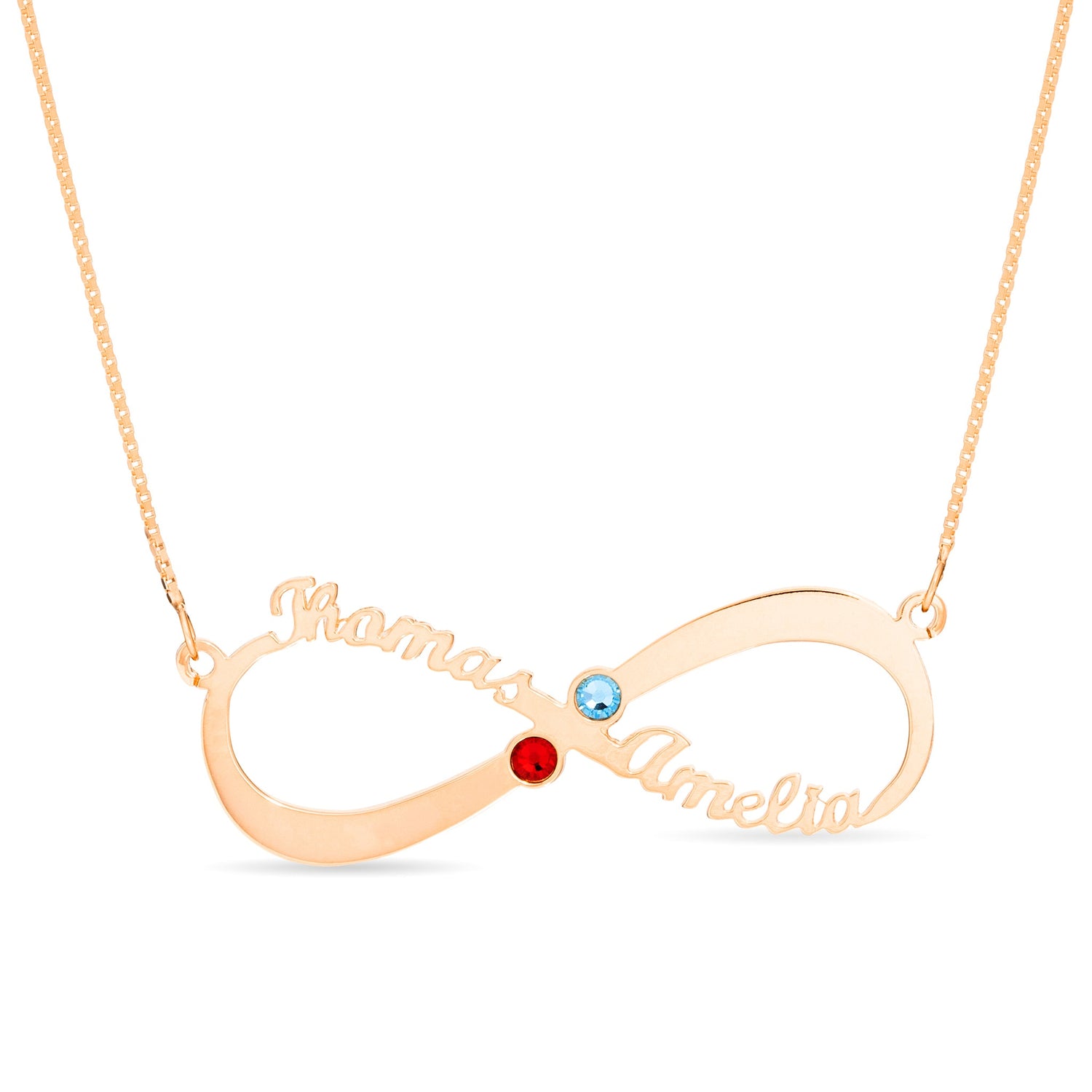 Birthstone Infinity Name Necklace - 2 Names - United Bracelets