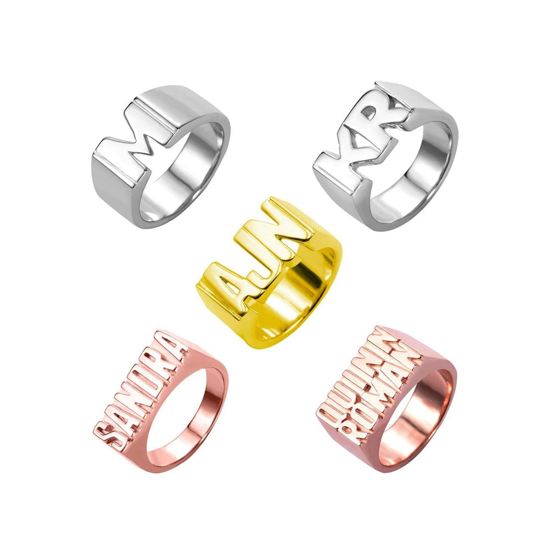 Block Letter Name Ring - United Bracelets