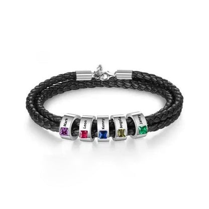 Braided Leather Birthstone Bracelet - United Bracelets