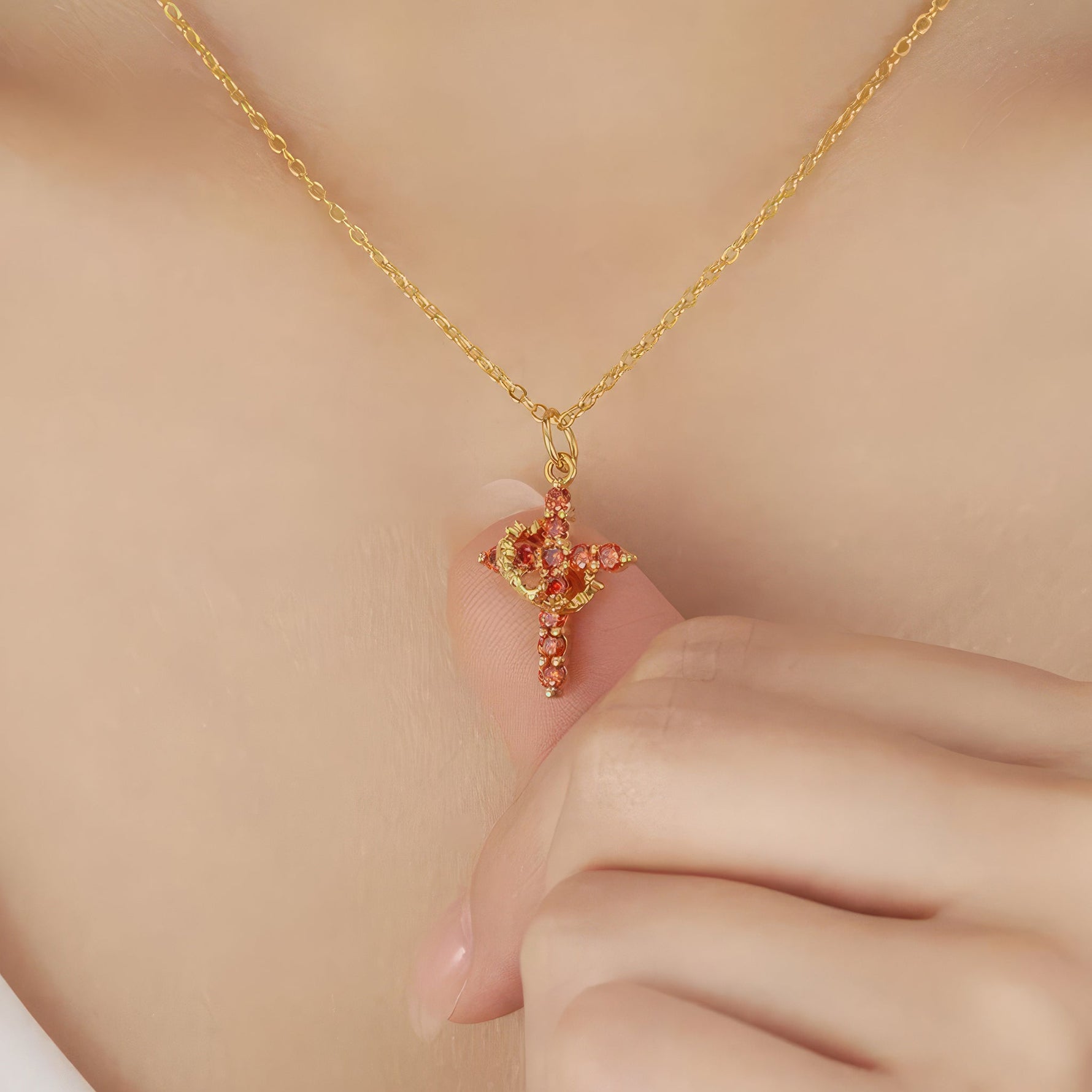 Cross & Crown Birthstone Necklace - United Bracelets