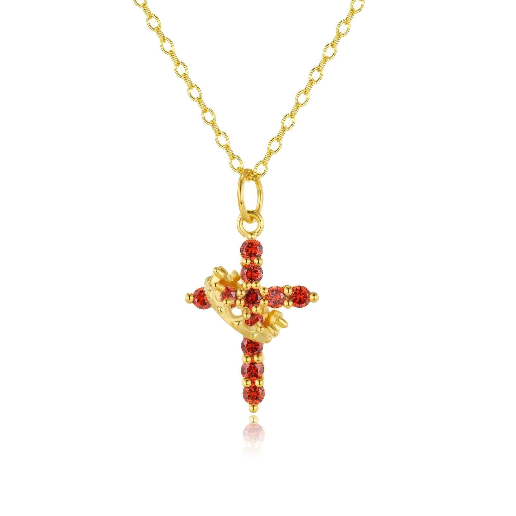 Cross & Crown Birthstone Necklace - United Bracelets