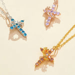 Cross & Crown Birthstone Necklace - United Bracelets