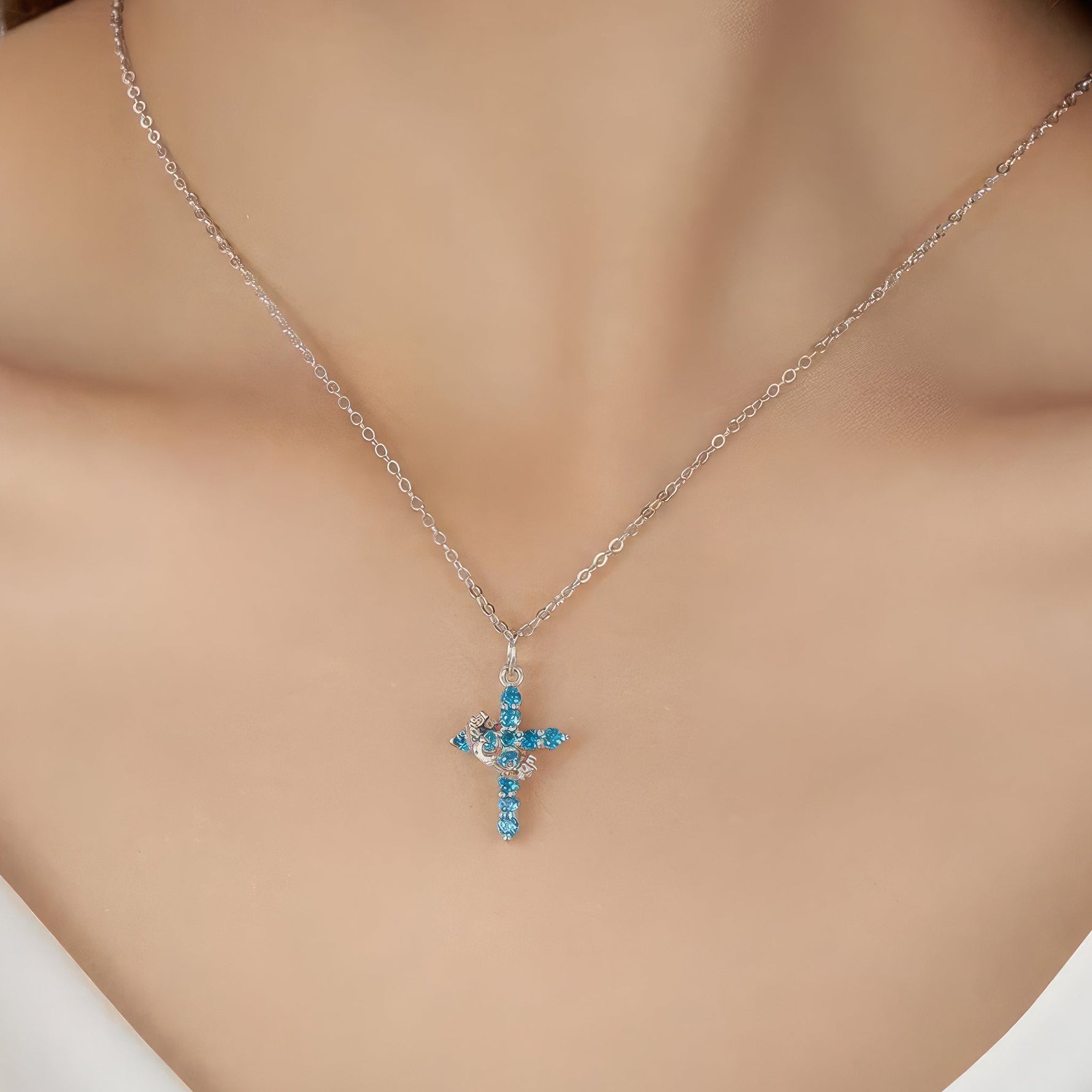 Cross & Crown Birthstone Necklace - United Bracelets