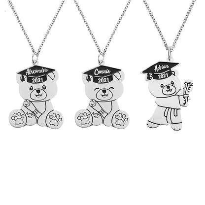 Custom Graduation Bear Necklace - United Bracelets