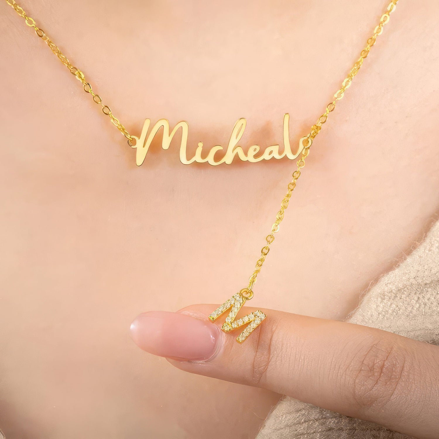Custom Name Necklace with Dangling Initial - United Bracelets