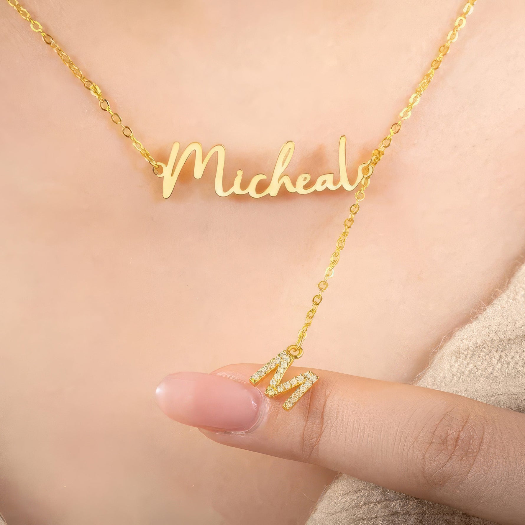 Custom Name Necklace with Dangling Initial - United Bracelets