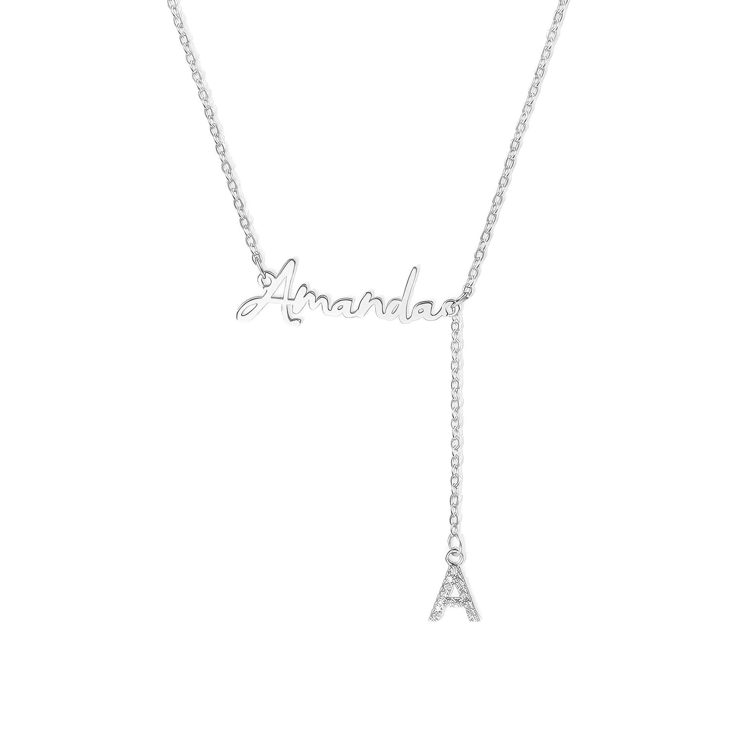 Custom Name Necklace with Dangling Initial - United Bracelets