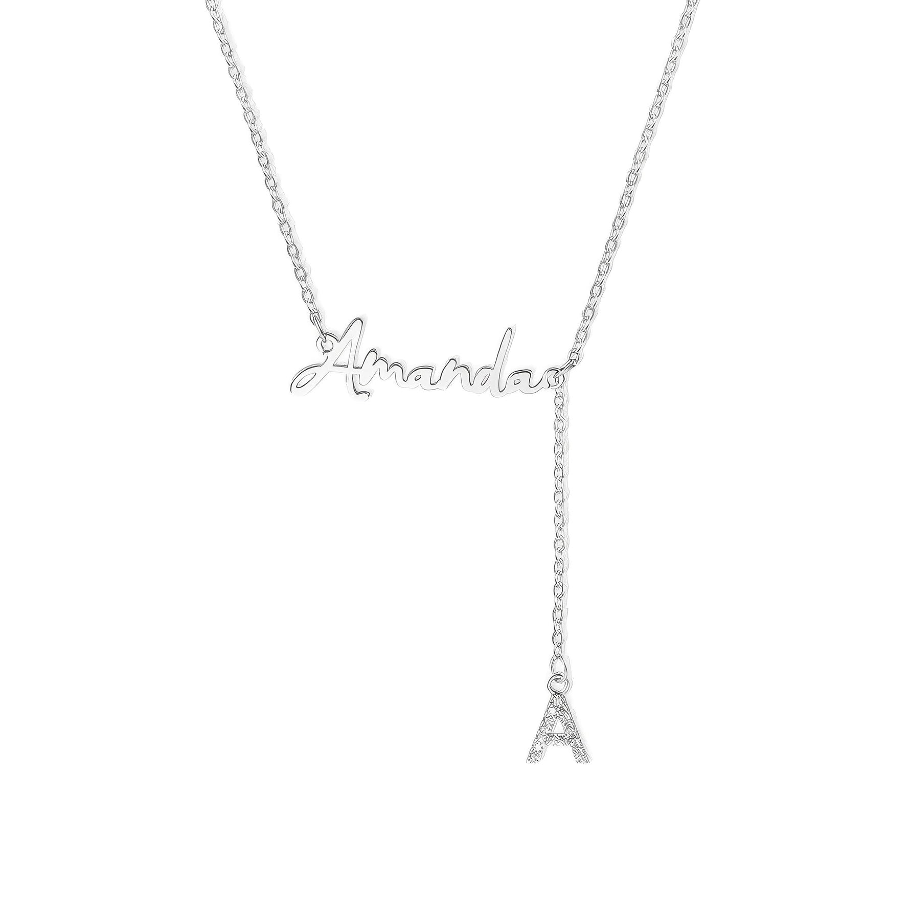 Custom Name Necklace with Dangling Initial - United Bracelets