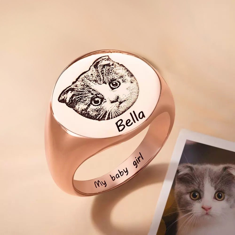 Custom Pet Portrait Signet Ring - United Bracelets