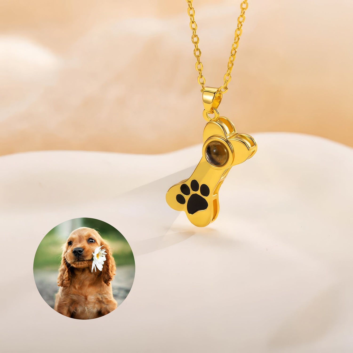 Dog Bone & Pawprint Projection Necklace - United Bracelets