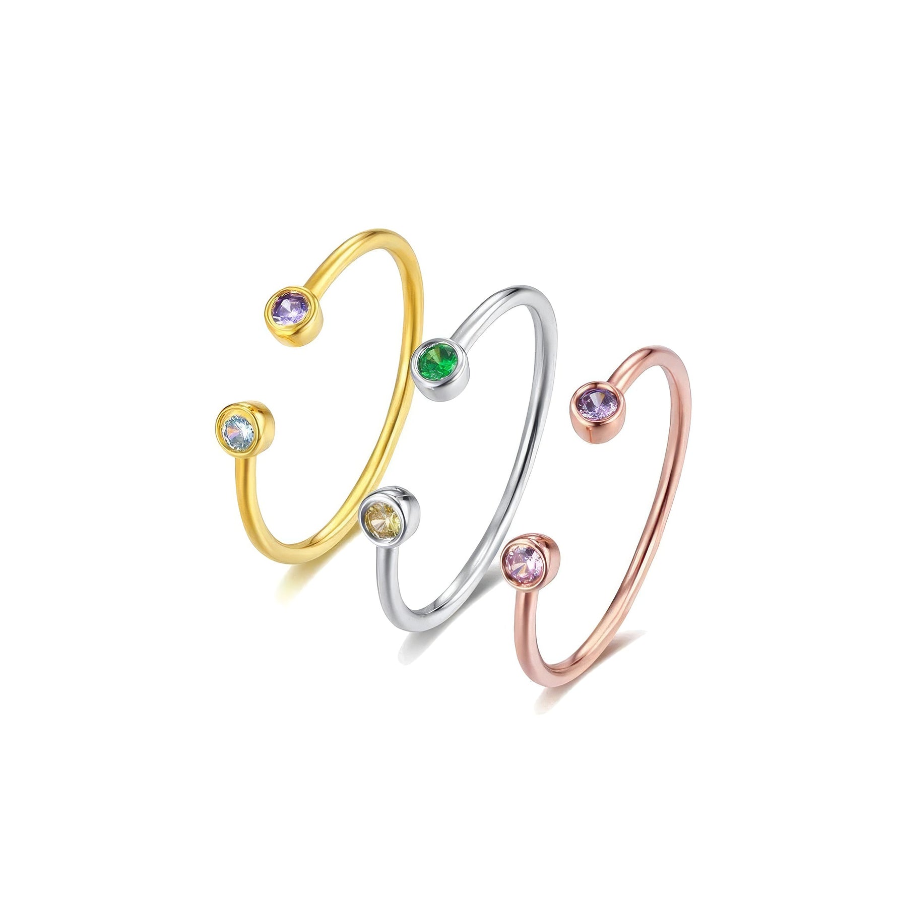 Duo Round Birthstone Ring - United Bracelets