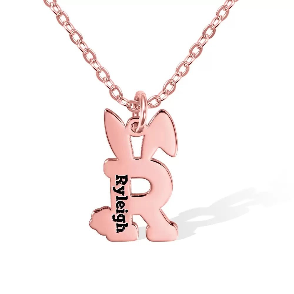 Easter Bunny Initial Necklace - United Bracelets