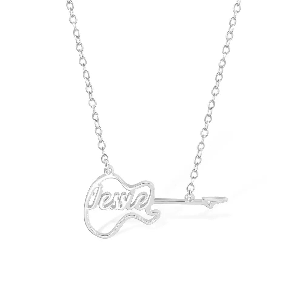 Electric Guitar Necklace with Custom Name - United Bracelets