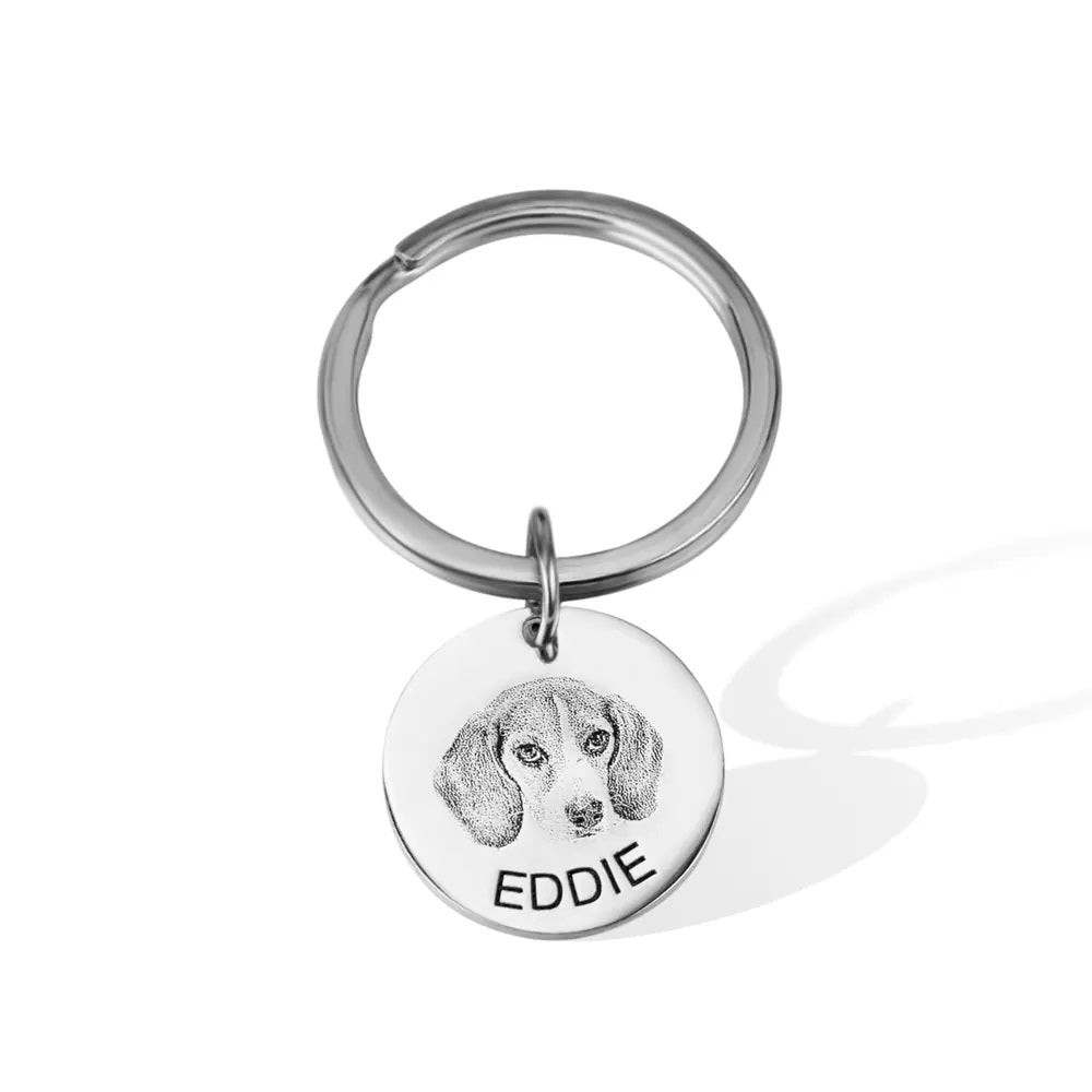 Engraved Pet Photo Pendant Keyring - United Bracelets