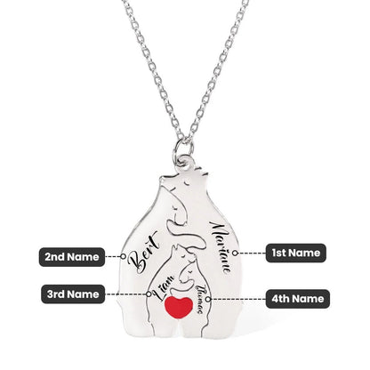 Family Bear Puzzle Necklace with Personalised Names - United Bracelets