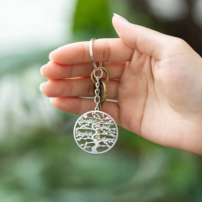 Family Tree Keychain with Personalised Names - United Bracelets