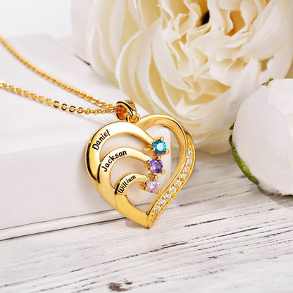 Heart Pendant Necklace with Custom Birthstones - United Bracelets