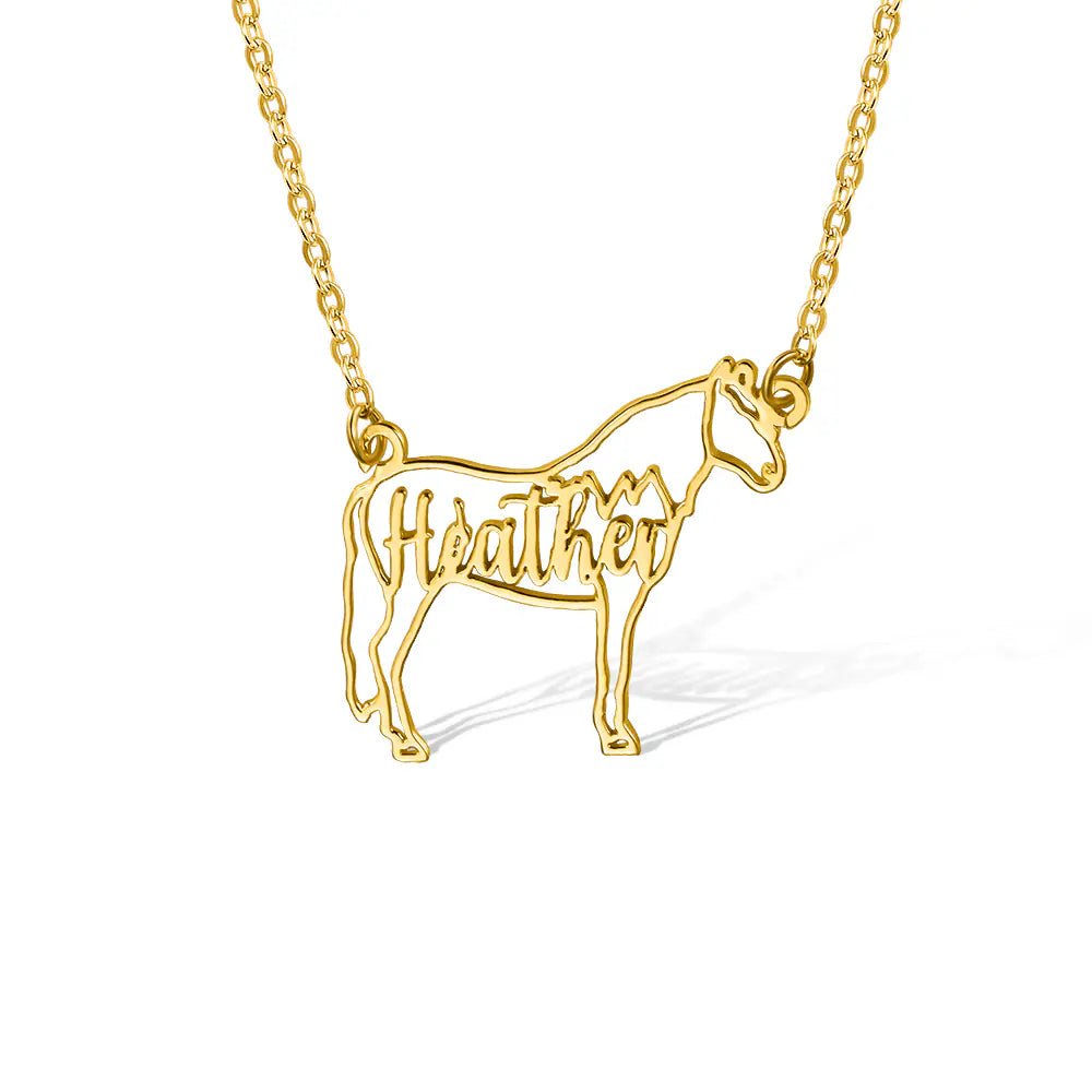 Horse Silhouette Necklace with Custom Name - United Bracelets