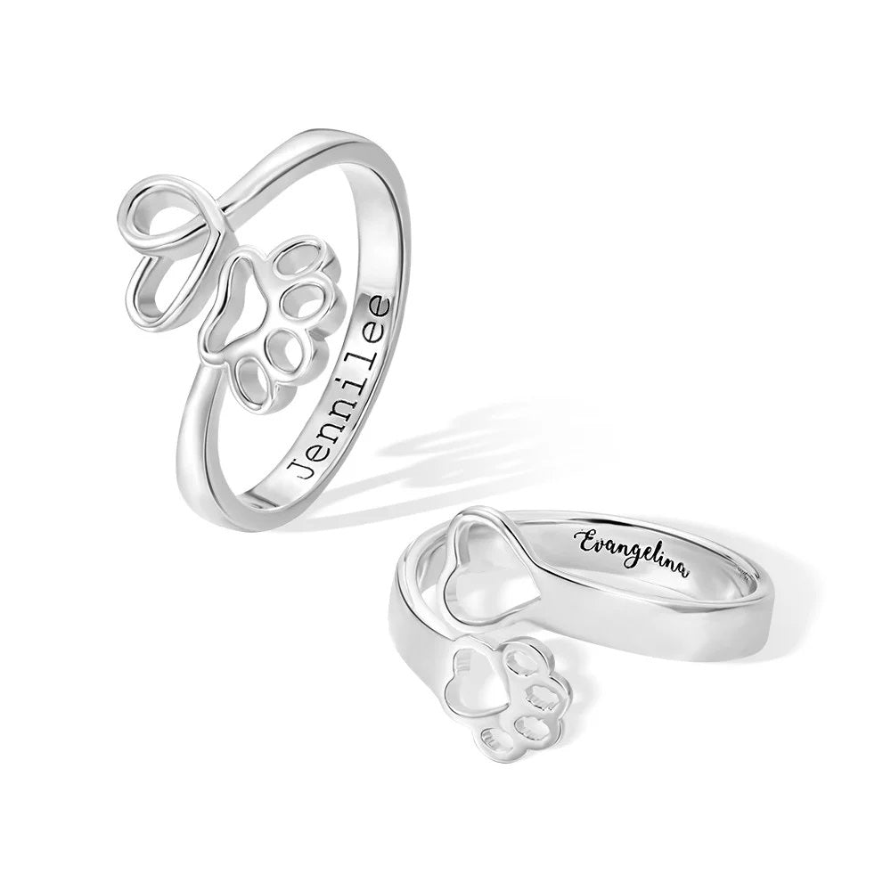 Hugging Paw Ring with Love Heart - United Bracelets